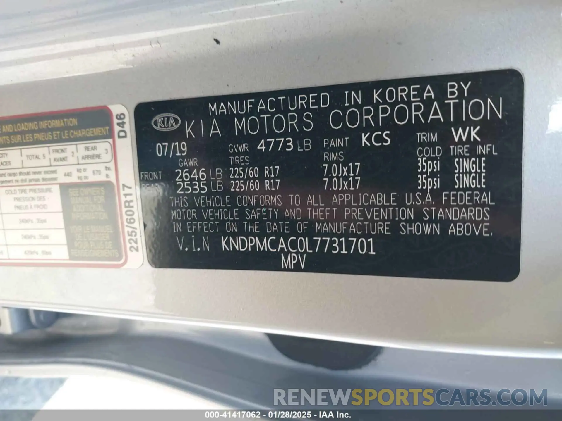 9 Фотография поврежденного автомобиля KNDPMCAC0L7731701 KIA SPORTAGE 2020