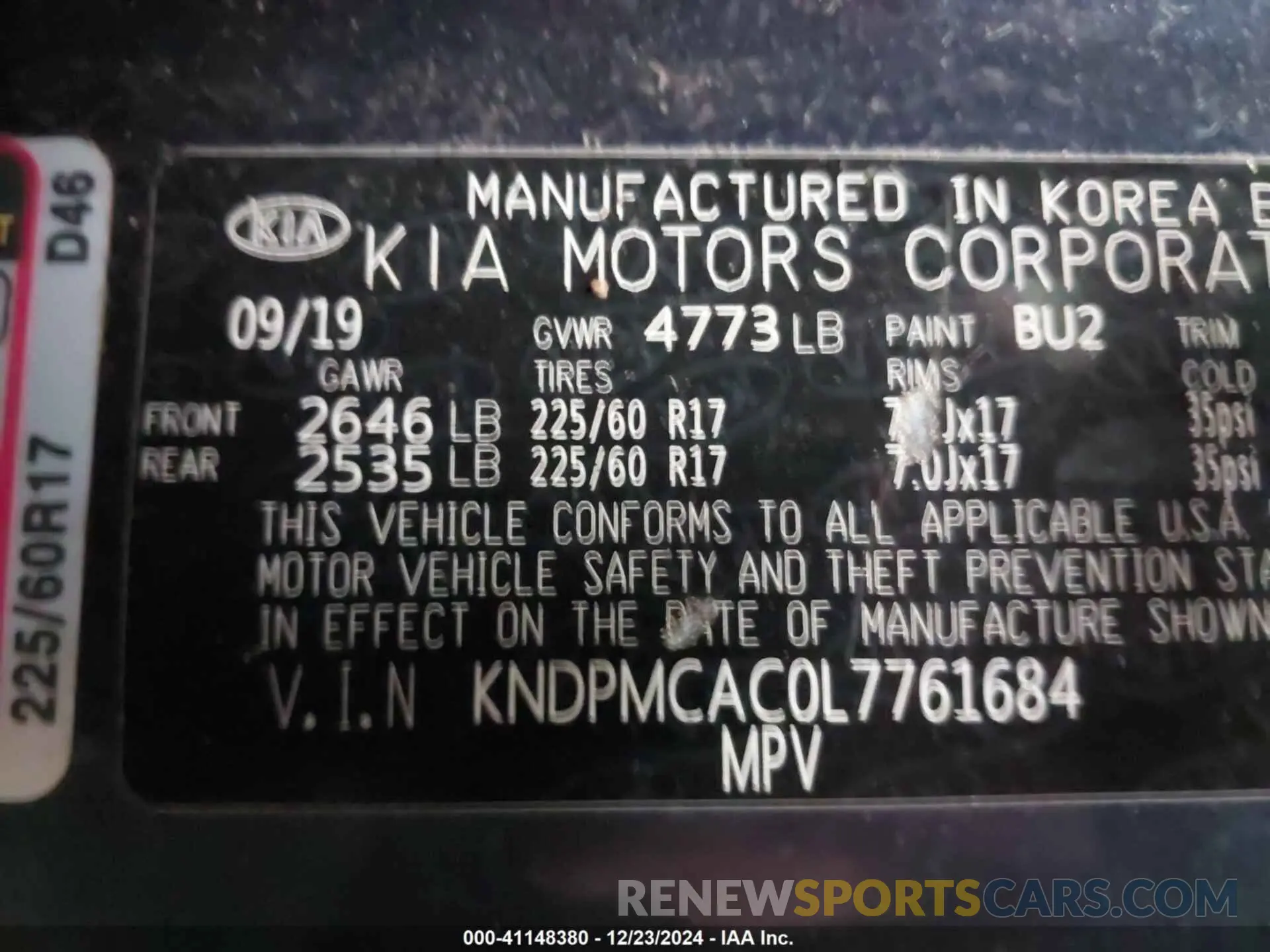 9 Фотография поврежденного автомобиля KNDPMCAC0L7761684 KIA SPORTAGE 2020