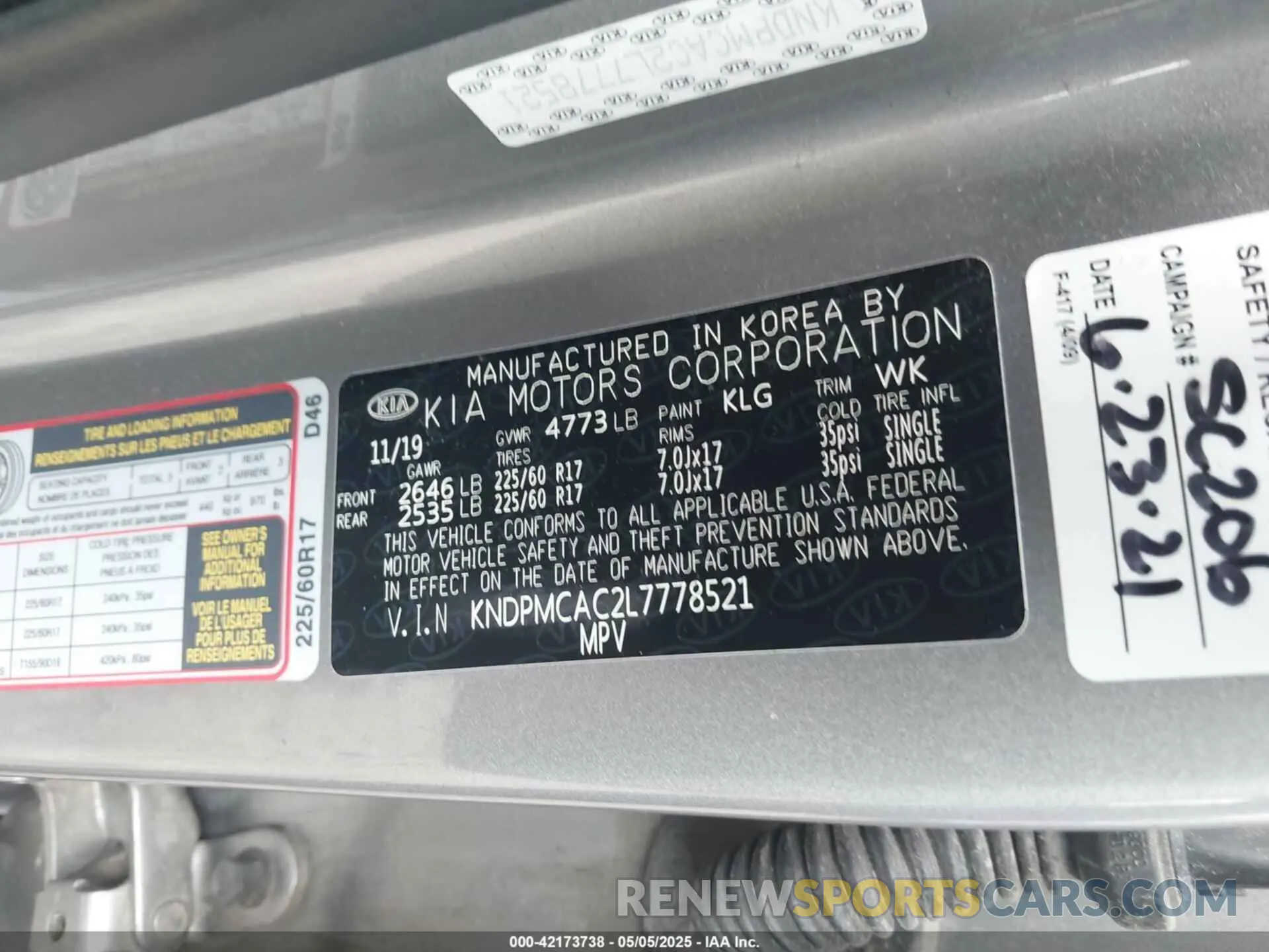 9 Photograph of a damaged car KNDPMCAC2L7778521 KIA SPORTAGE 2020