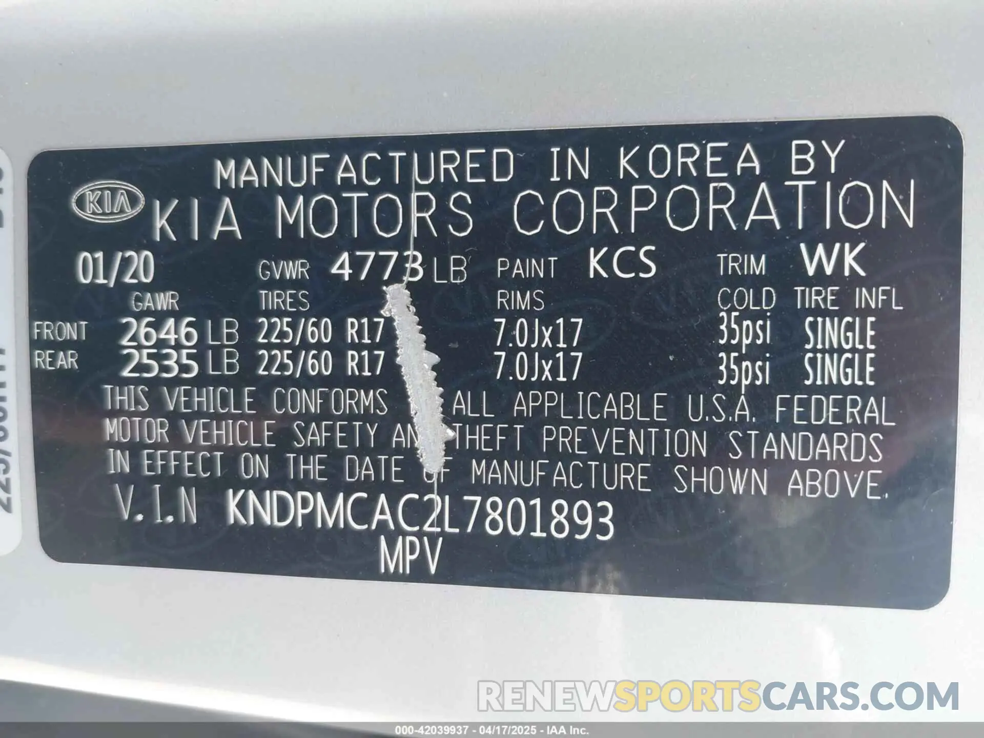9 Photograph of a damaged car KNDPMCAC2L7801893 KIA SPORTAGE 2020