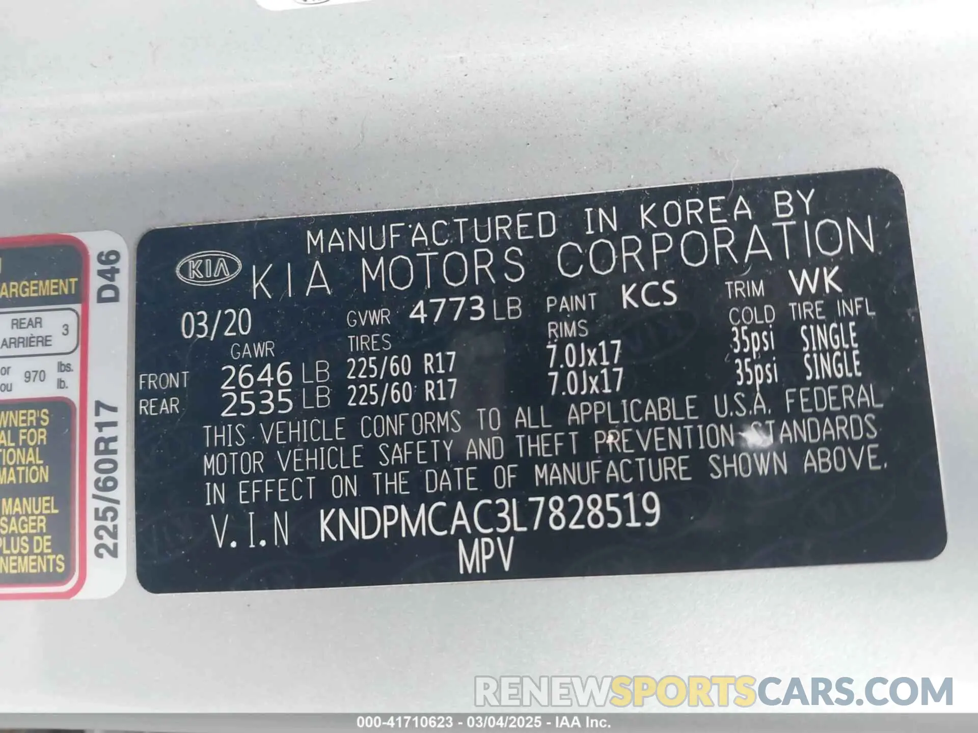 9 Фотография поврежденного автомобиля KNDPMCAC3L7828519 KIA SPORTAGE 2020