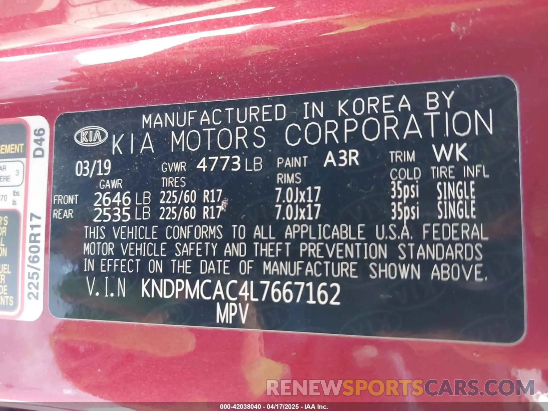 9 Photograph of a damaged car KNDPMCAC4L7667162 KIA SPORTAGE 2020