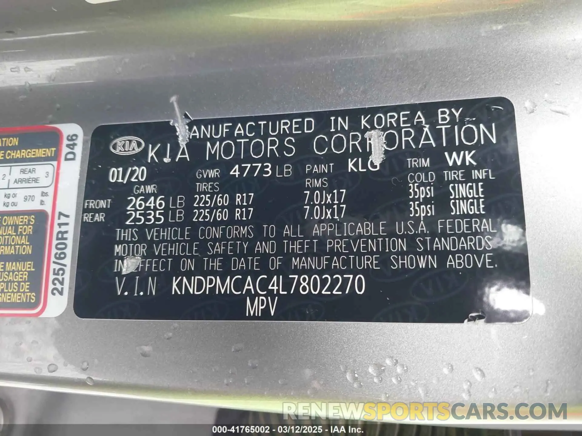 9 Photograph of a damaged car KNDPMCAC4L7802270 KIA SPORTAGE 2020
