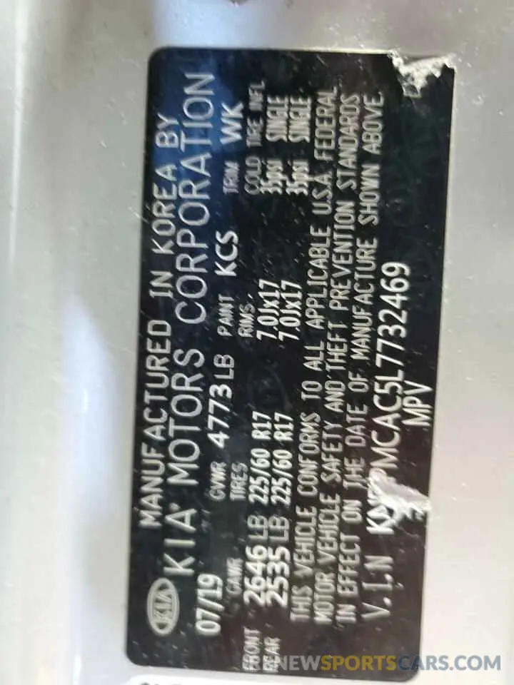 13 Photograph of a damaged car KNDPMCAC5L7732469 KIA SPORTAGE 2020