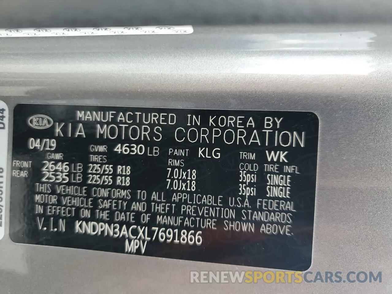 14 Фотография поврежденного автомобиля KNDPN3ACXL7691866 KIA SPORTAGE 2020