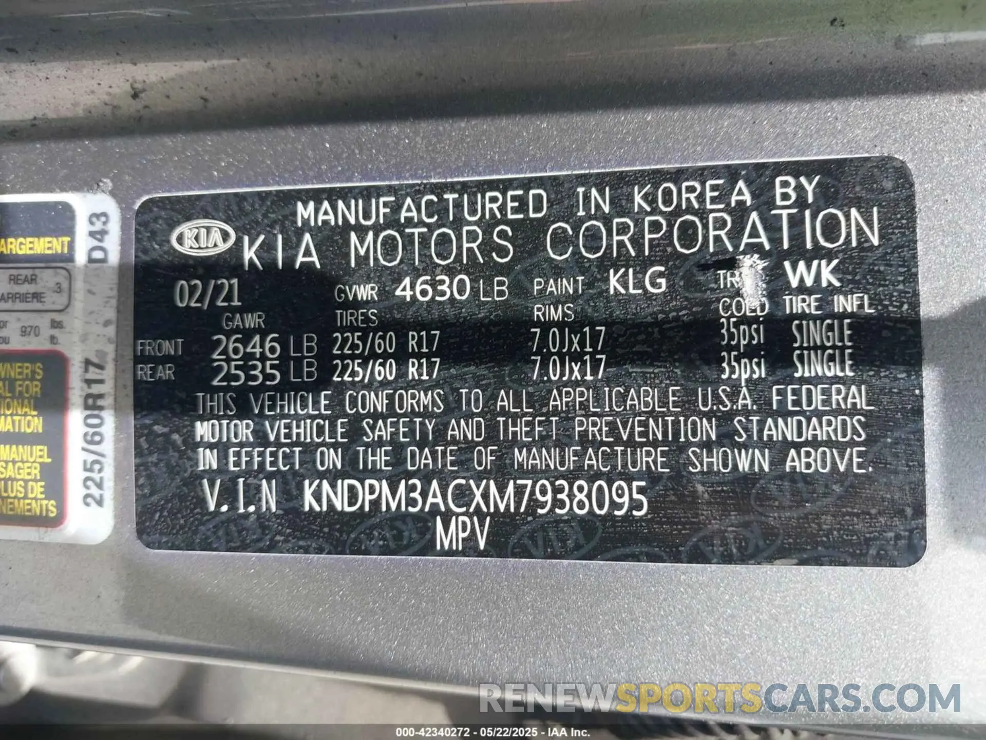9 Фотография поврежденного автомобиля KNDPM3ACXM7938095 KIA SPORTAGE 2021