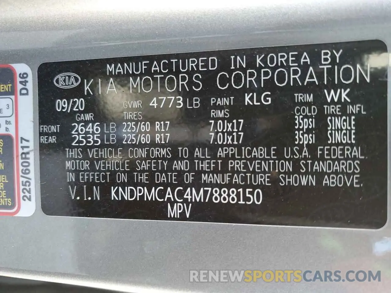 12 Photograph of a damaged car KNDPMCAC4M7888150 KIA SPORTAGE 2021