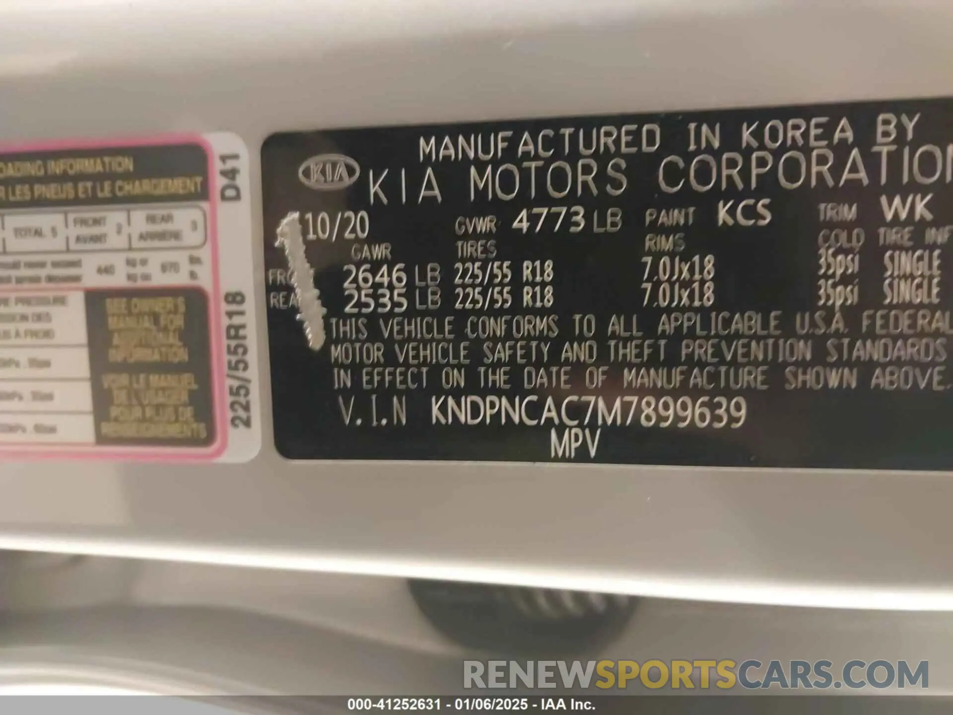9 Фотография поврежденного автомобиля KNDPNCAC7M7899639 KIA SPORTAGE 2021