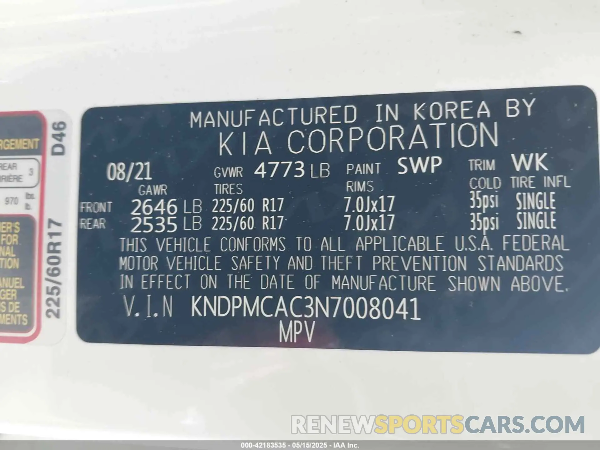 9 Фотография поврежденного автомобиля KNDPMCAC3N7008041 KIA SPORTAGE 2022