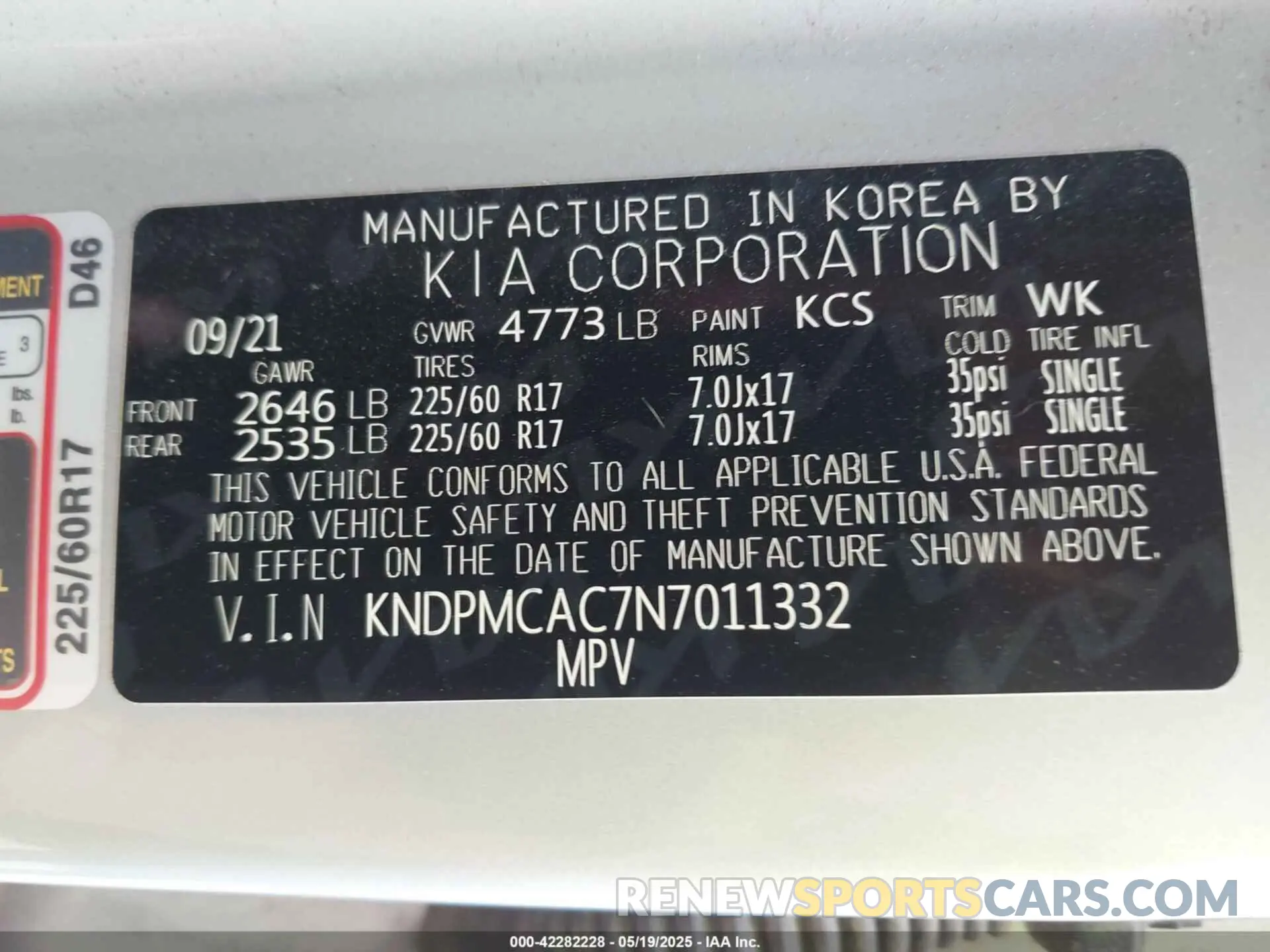 9 Photograph of a damaged car KNDPMCAC7N7011332 KIA SPORTAGE 2022