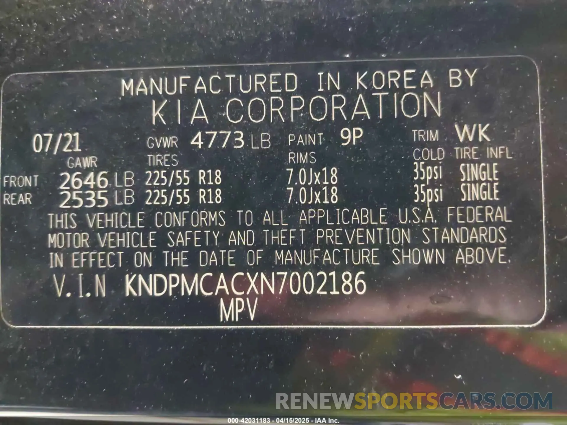 9 Photograph of a damaged car KNDPMCACXN7002186 KIA SPORTAGE 2022