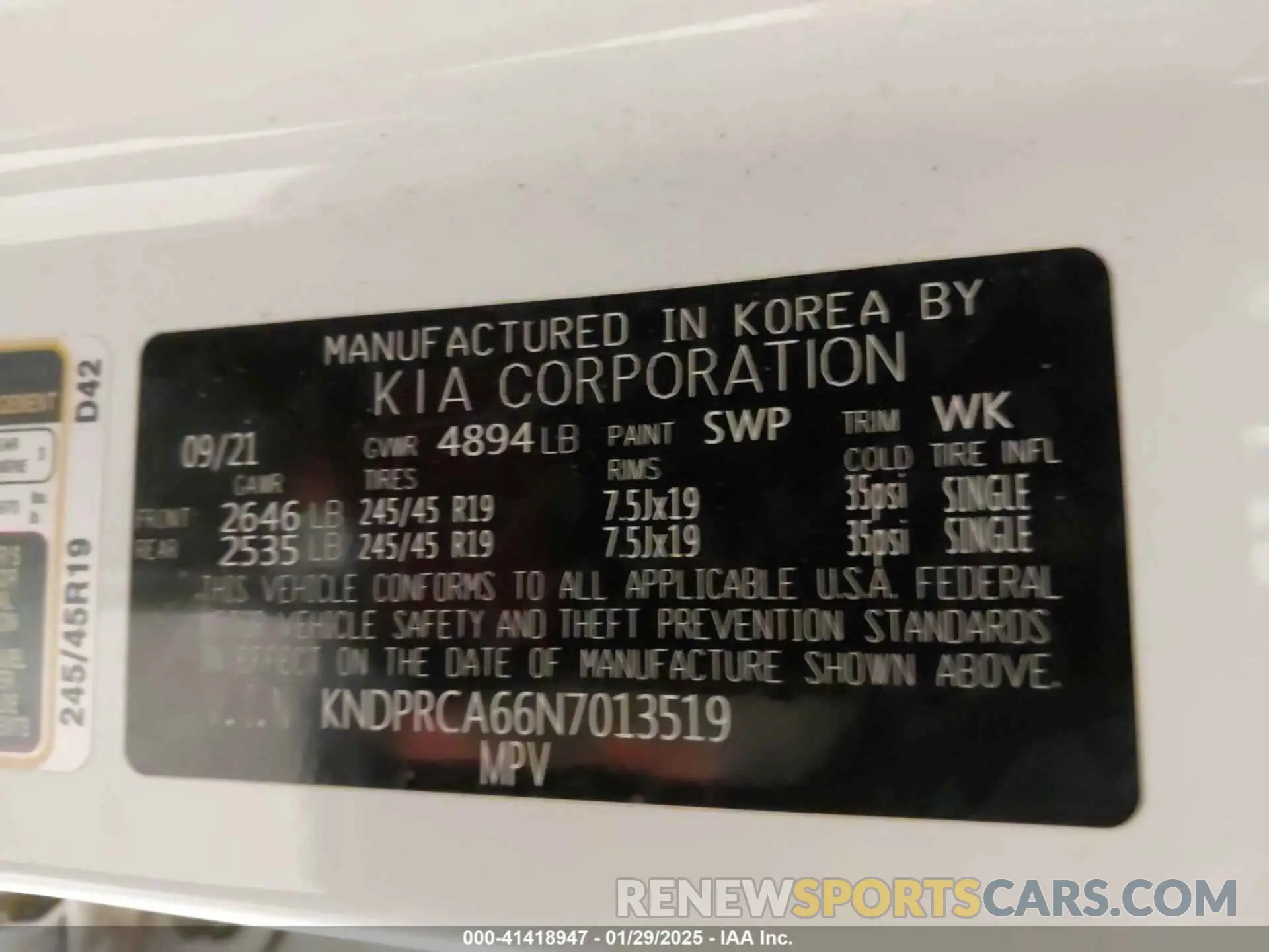 9 Photograph of a damaged car KNDPRCA66N7013519 KIA SPORTAGE 2022