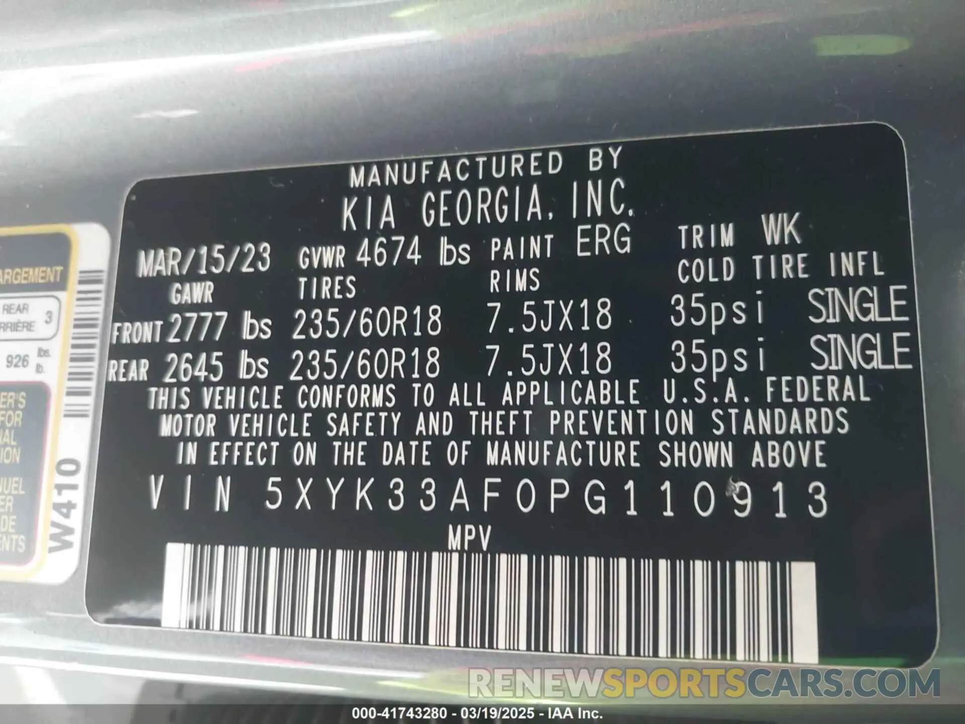 9 Фотография поврежденного автомобиля 5XYK33AF0PG110913 KIA SPORTAGE 2023