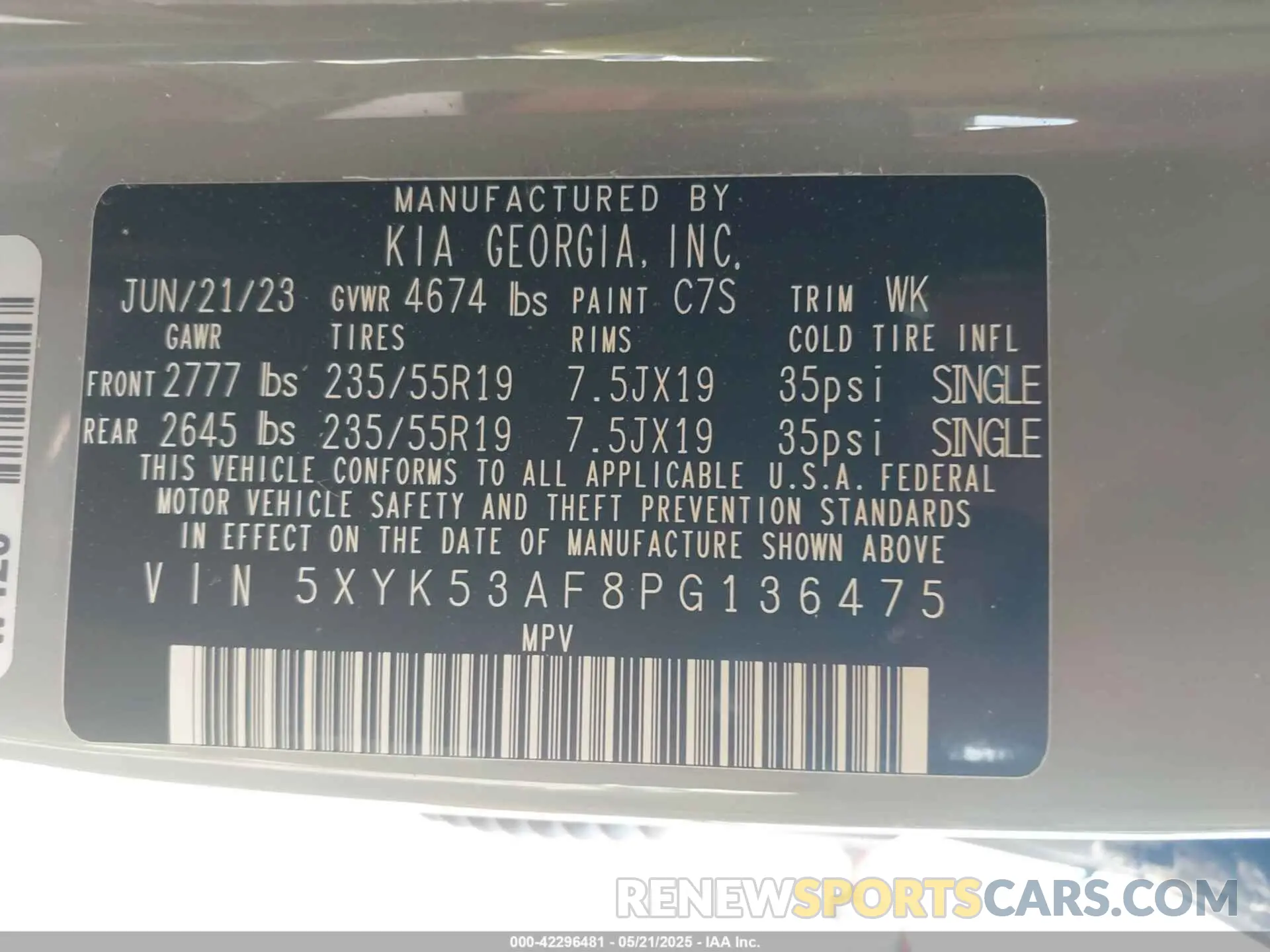 9 Фотография поврежденного автомобиля 5XYK53AF8PG136475 KIA SPORTAGE 2023