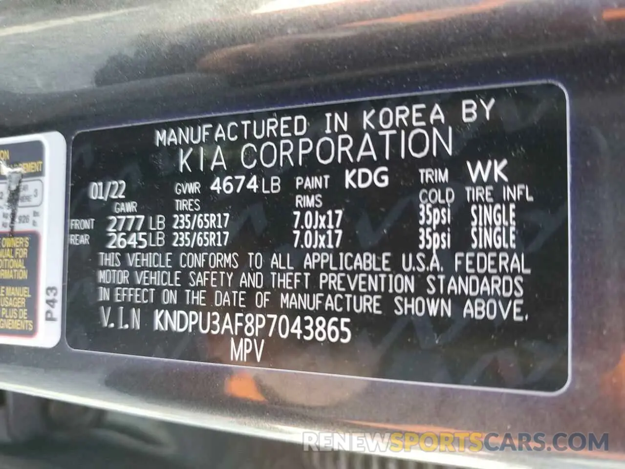 13 Photograph of a damaged car KNDPU3AF8P7043865 KIA SPORTAGE 2023