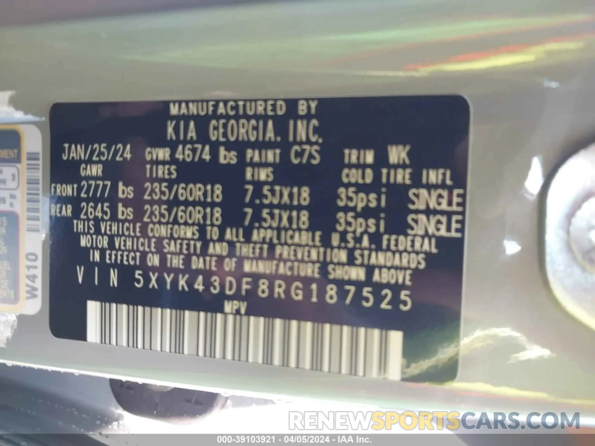 9 Фотография поврежденного автомобиля 5XYK43DF8RG187525 KIA SPORTAGE 2024