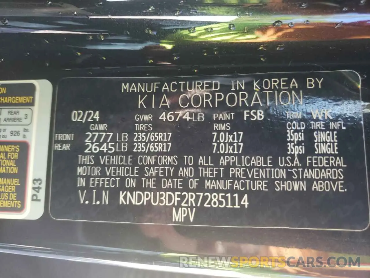 13 Photograph of a damaged car KNDPU3DF2R7285114 KIA SPORTAGE 2024