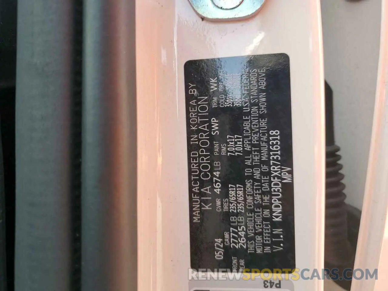 13 Photograph of a damaged car KNDPU3DFXR7316318 KIA SPORTAGE 2024