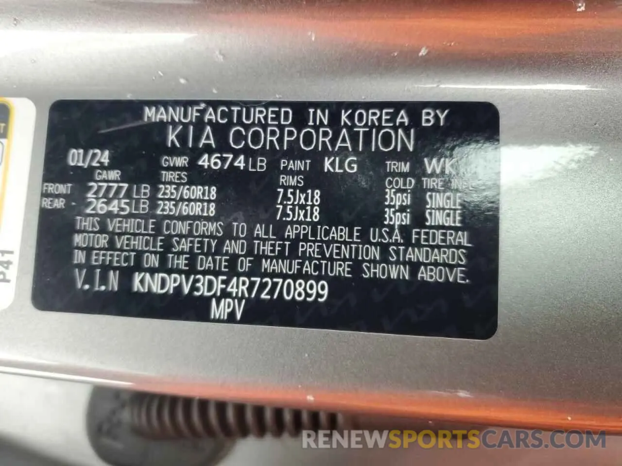 13 Photograph of a damaged car KNDPV3DF4R7270899 KIA SPORTAGE 2024
