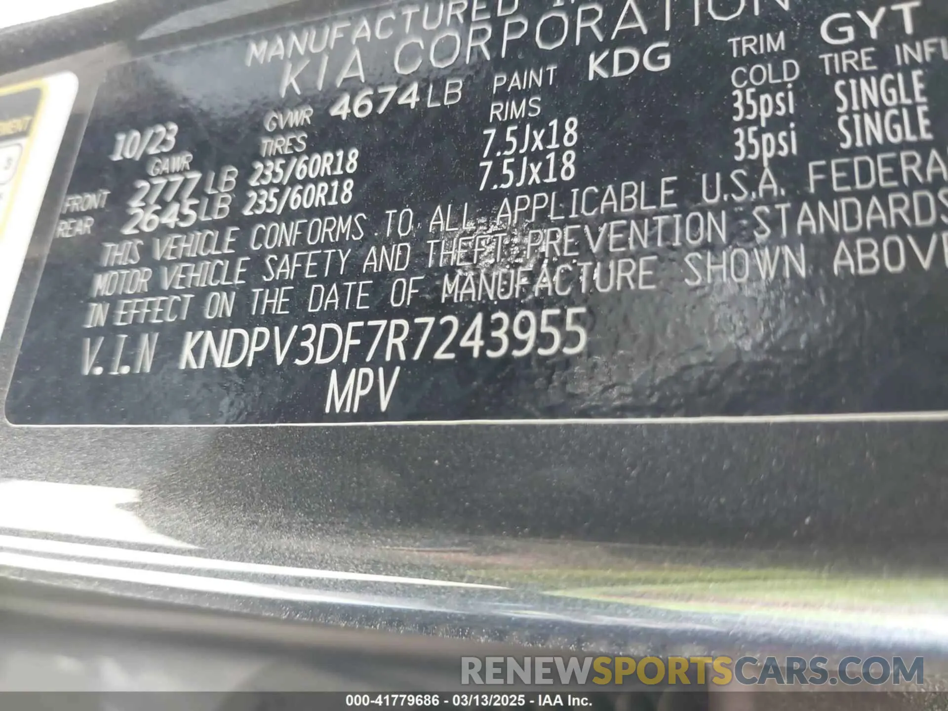 9 Фотография поврежденного автомобиля KNDPV3DF7R7243955 KIA SPORTAGE 2024