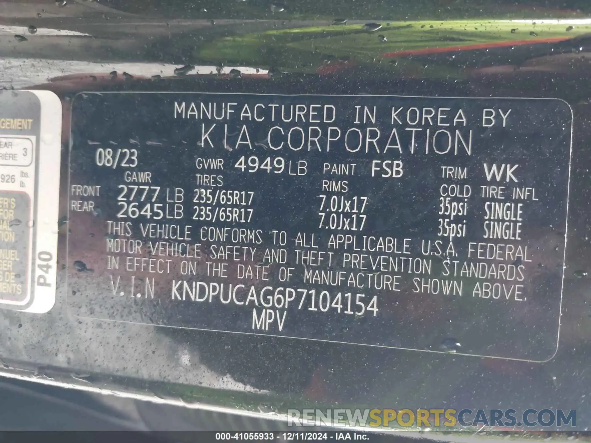 9 Фотография поврежденного автомобиля KNDPUCAG6P7104154 KIA SPORTAGE HYBRID 2023