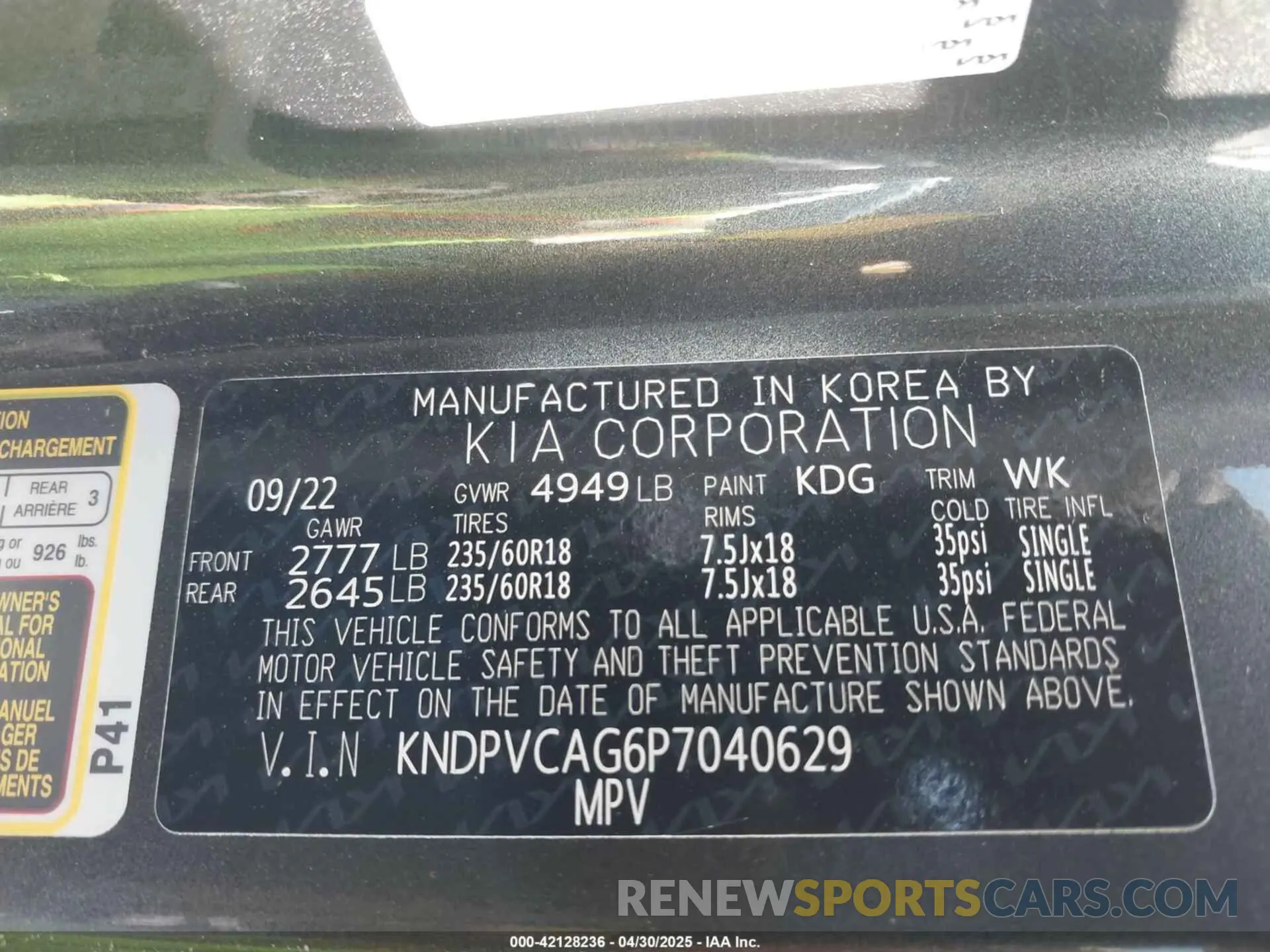 9 Фотография поврежденного автомобиля KNDPVCAG6P7040629 KIA SPORTAGE HYBRID 2023