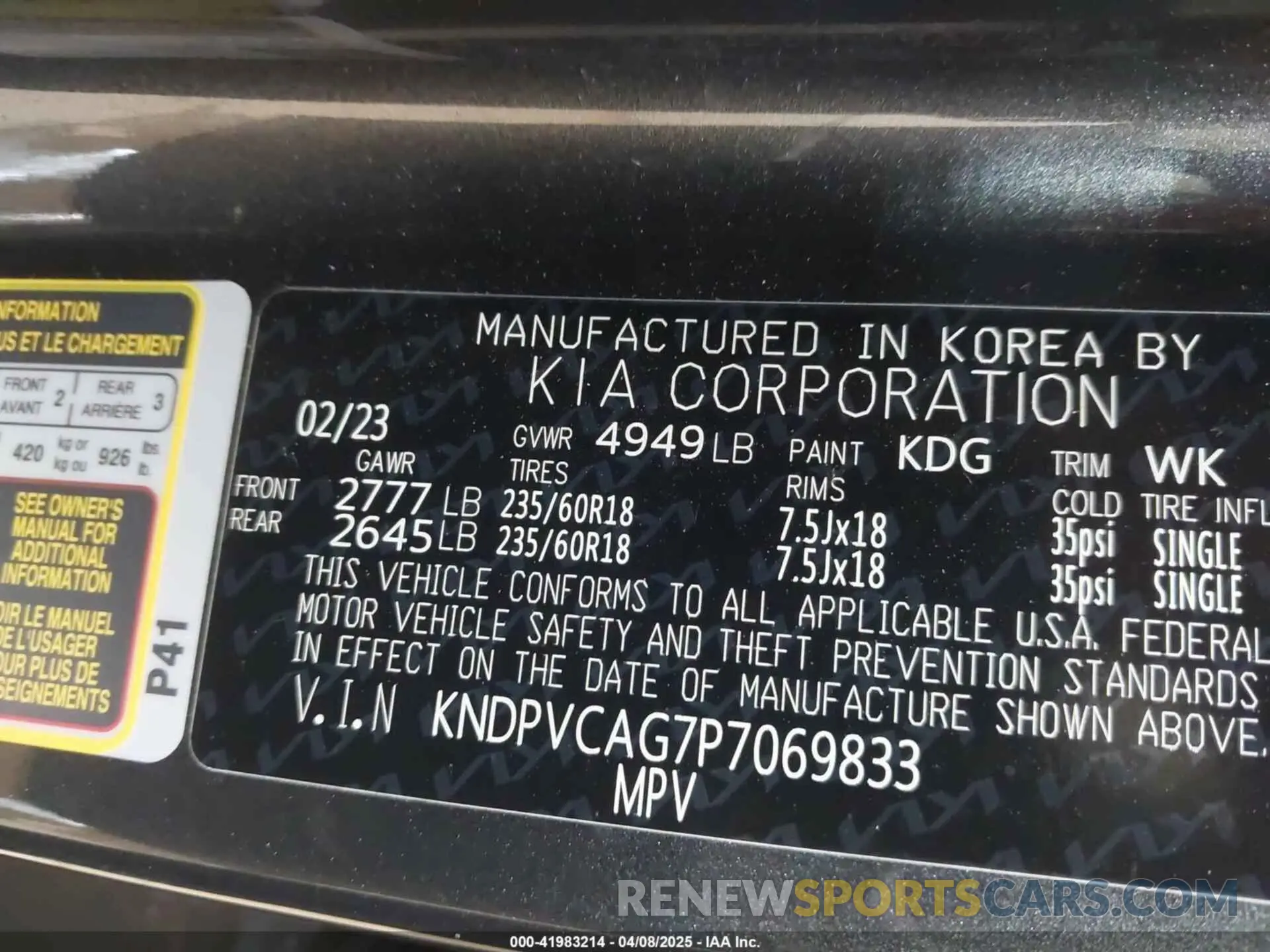 9 Фотография поврежденного автомобиля KNDPVCAG7P7069833 KIA SPORTAGE HYBRID 2023