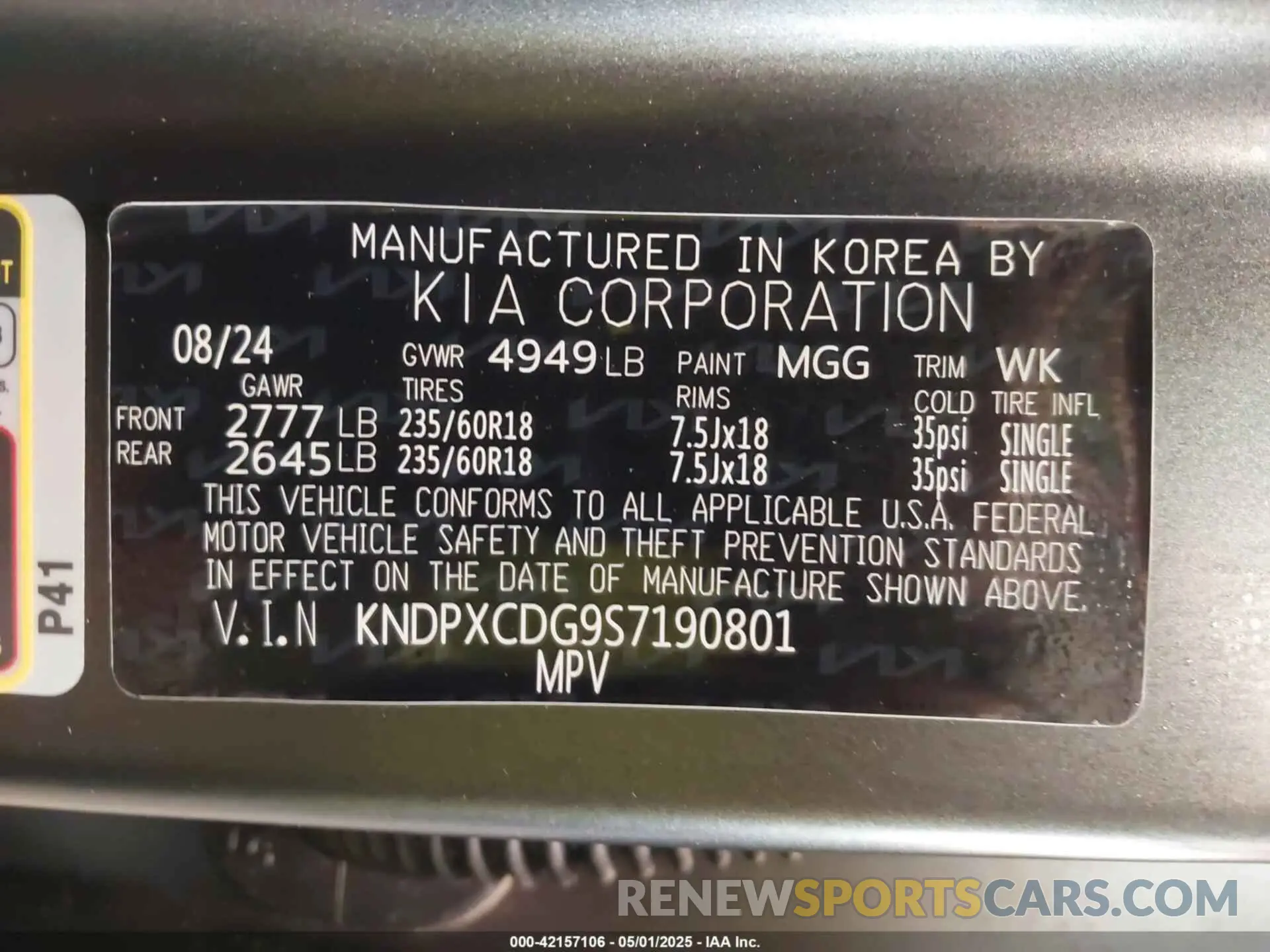 9 Фотография поврежденного автомобиля KNDPXCDG9S7190801 KIA SPORTAGE HYBRID 2025