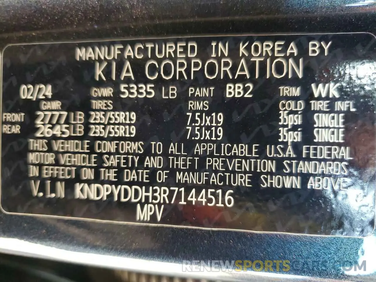 13 Photograph of a damaged car KNDPYDDH3R7144516 KIA SPORTAGE X 2024