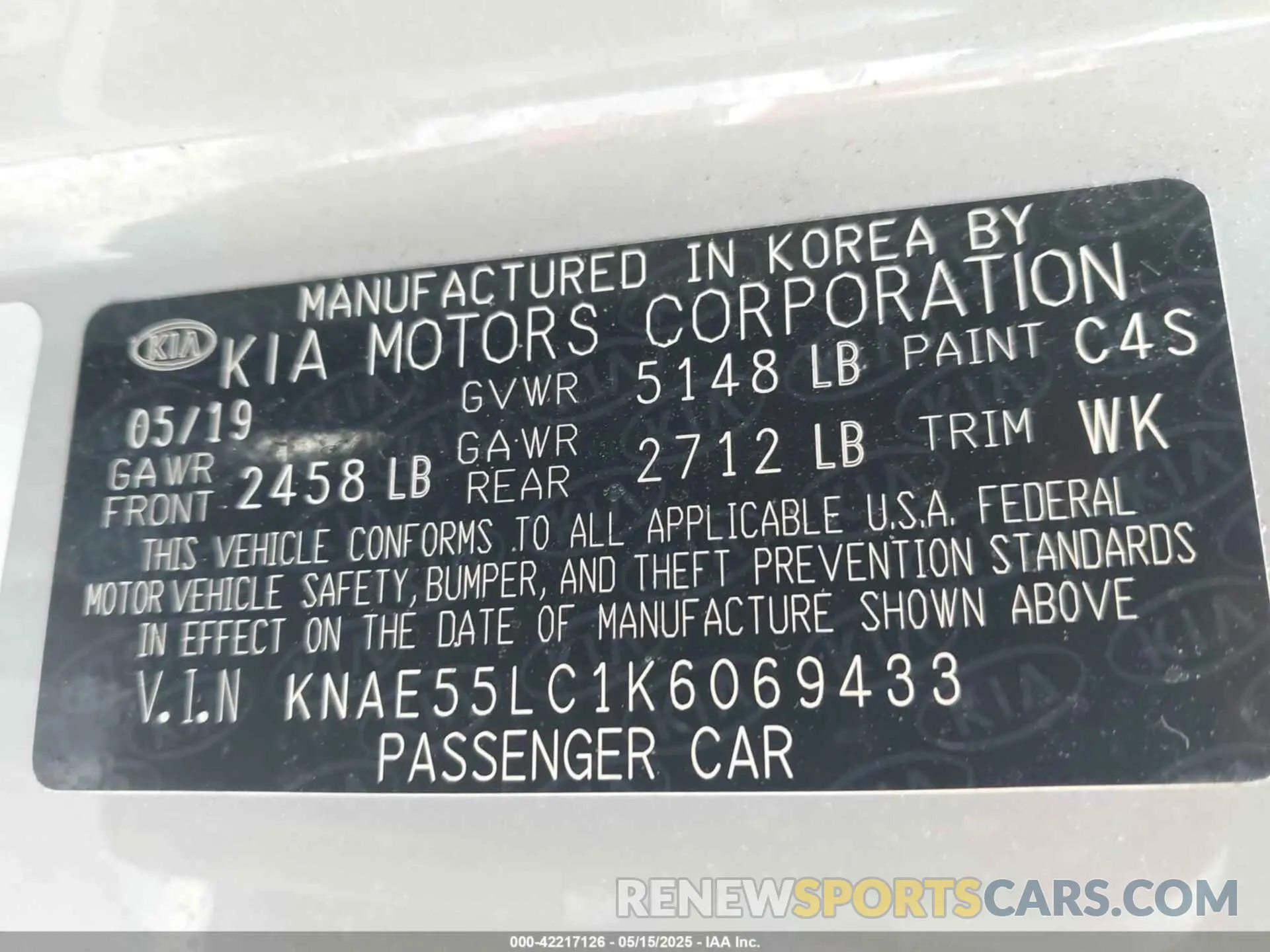 9 Фотография поврежденного автомобиля KNAE55LC1K6069433 KIA STINGER 2019
