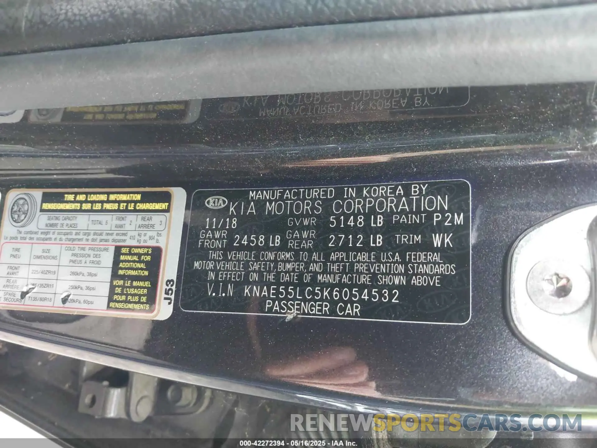9 Photograph of a damaged car KNAE55LC5K6054532 KIA STINGER 2019