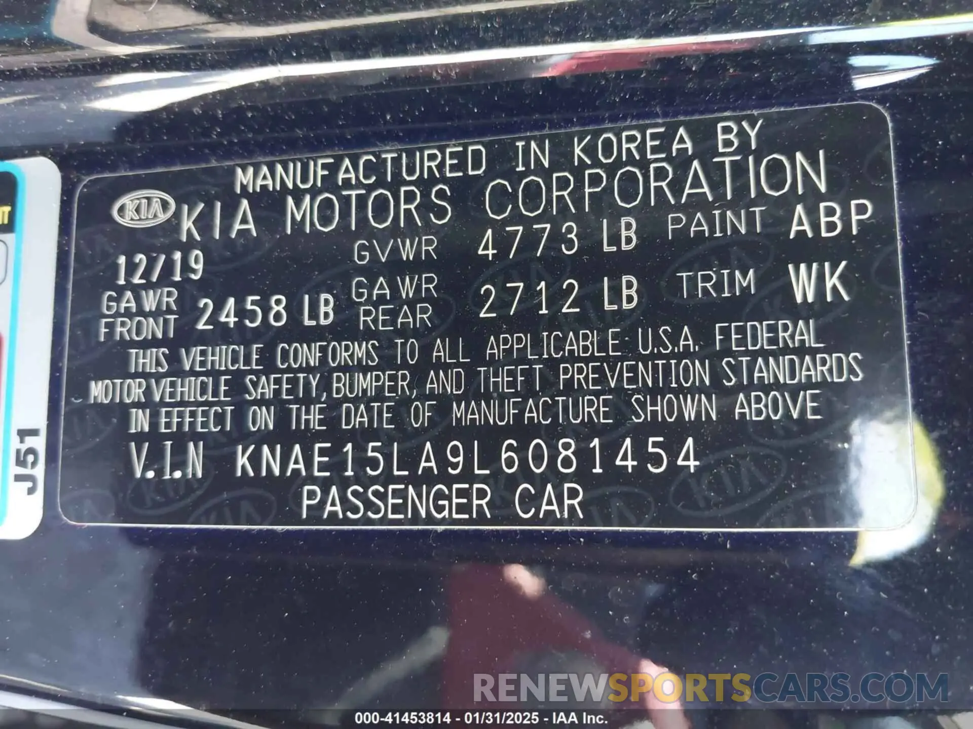 9 Photograph of a damaged car KNAE15LA9L6081454 KIA STINGER 2020