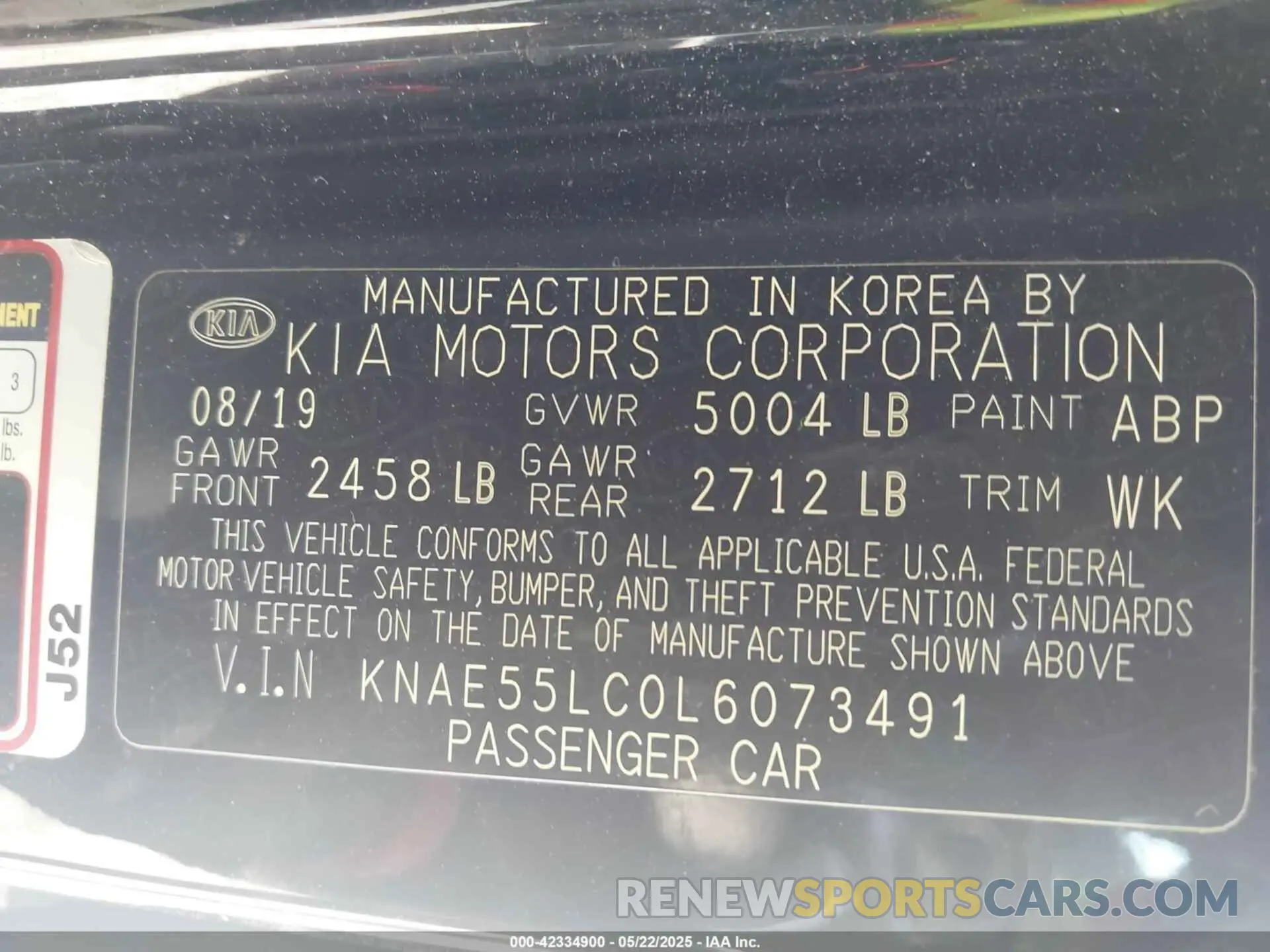 9 Фотография поврежденного автомобиля KNAE55LC0L6073491 KIA STINGER 2020