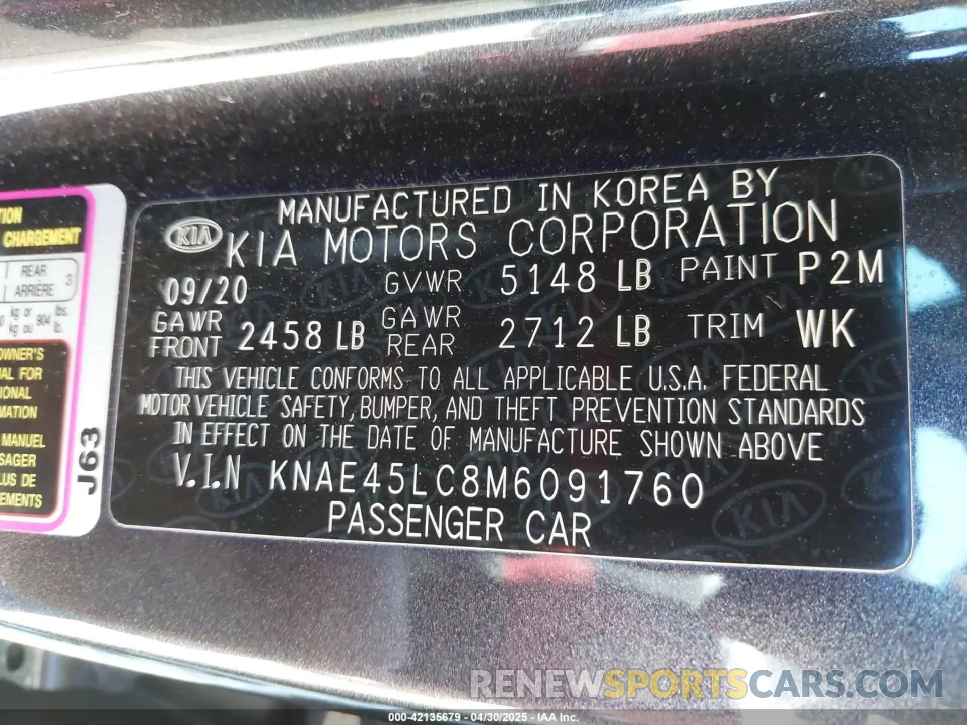 9 Фотография поврежденного автомобиля KNAE45LC8M6091760 KIA STINGER 2021