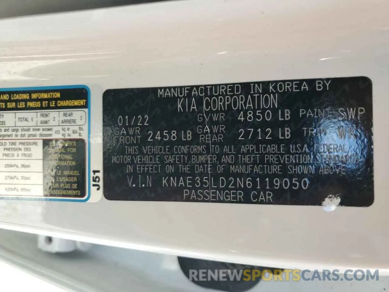 12 Фотография поврежденного автомобиля KNAE35LD2N6119050 KIA STINGER 2022