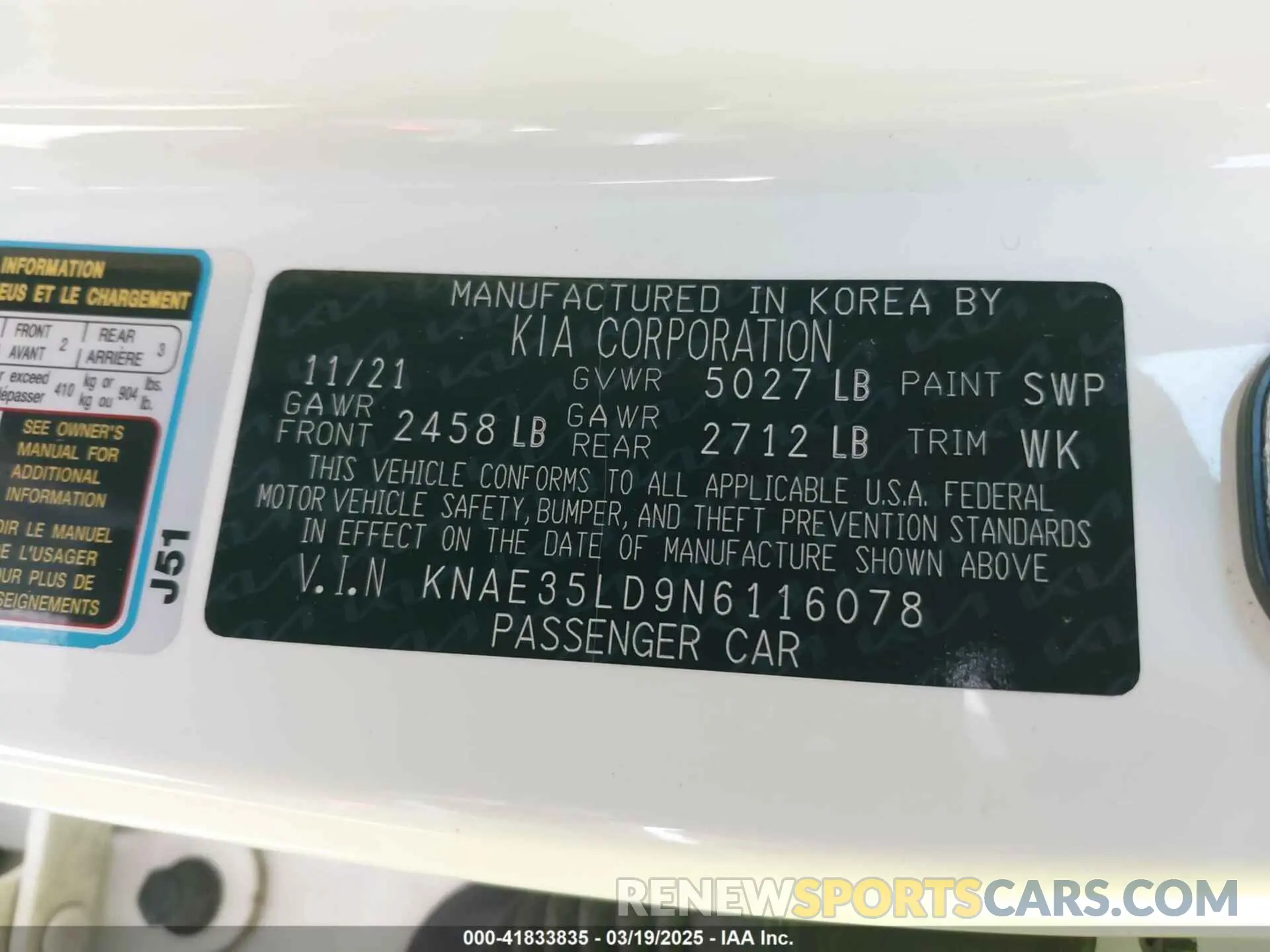 9 Фотография поврежденного автомобиля KNAE35LD9N6116078 KIA STINGER 2022