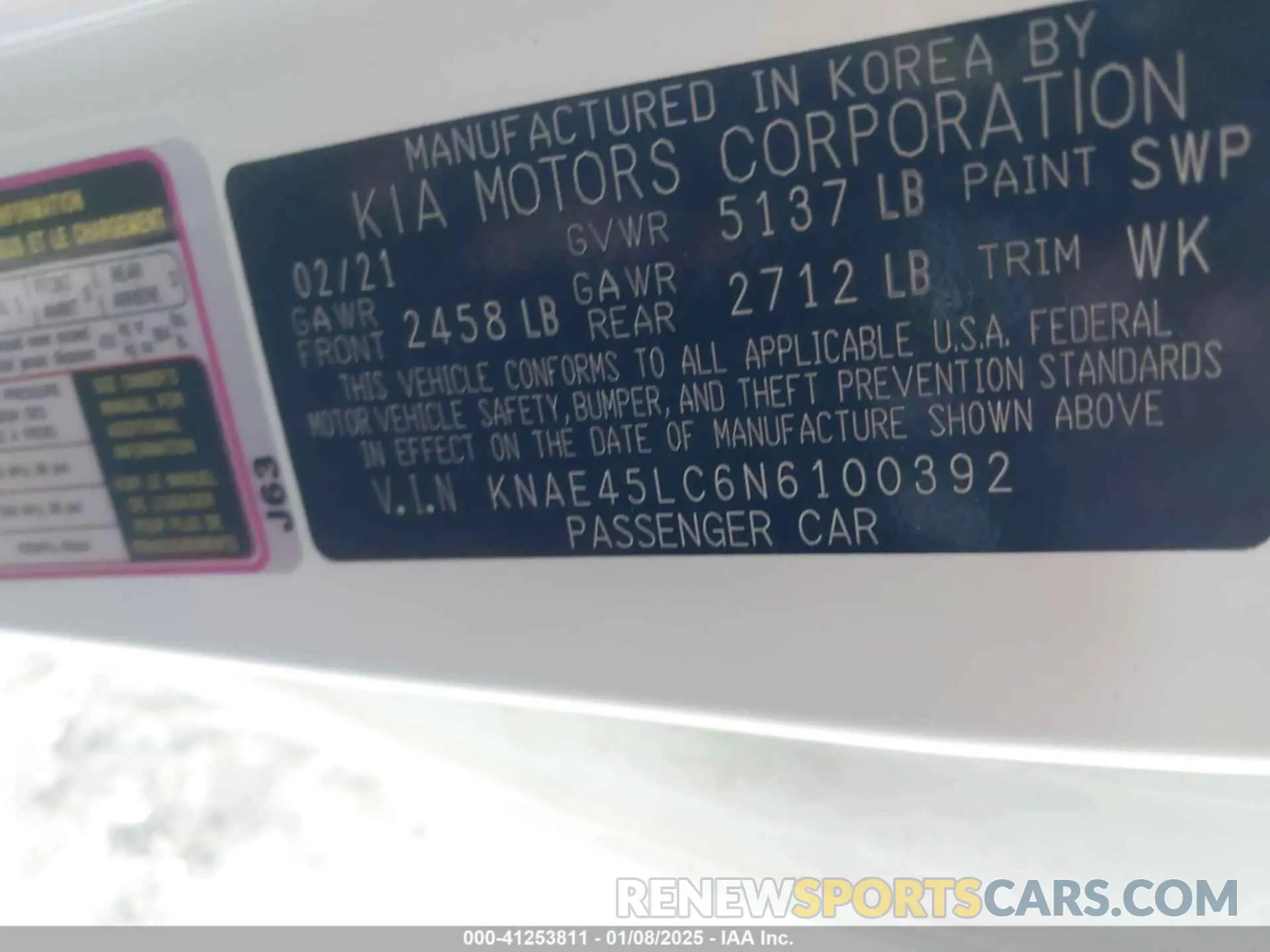 9 Photograph of a damaged car KNAE45LC6N6100392 KIA STINGER 2022