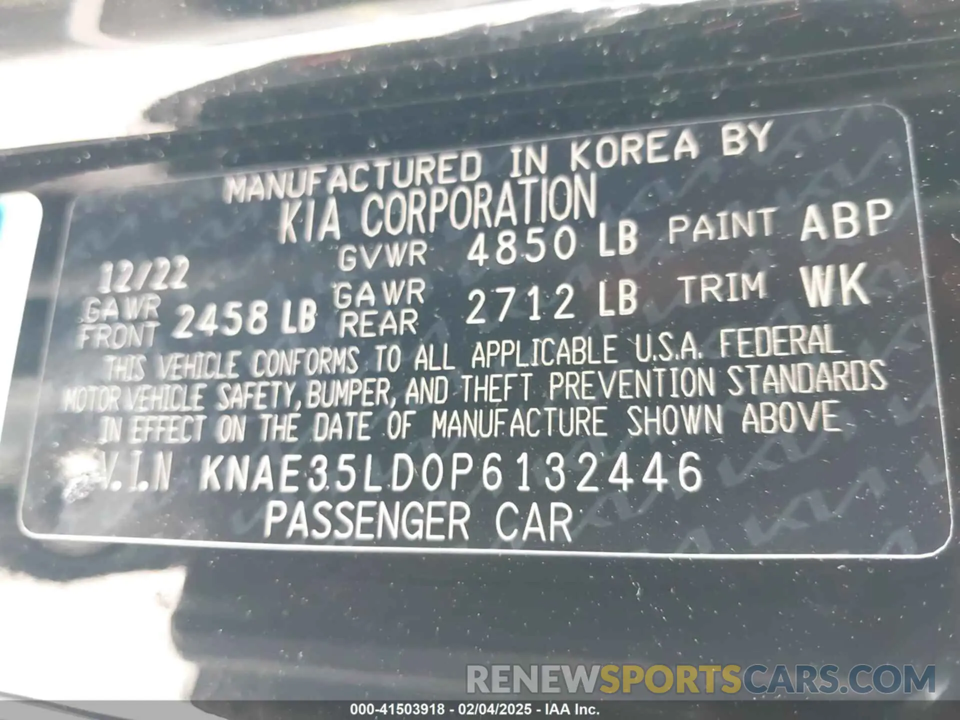 9 Photograph of a damaged car KNAE35LD0P6132446 KIA STINGER 2023