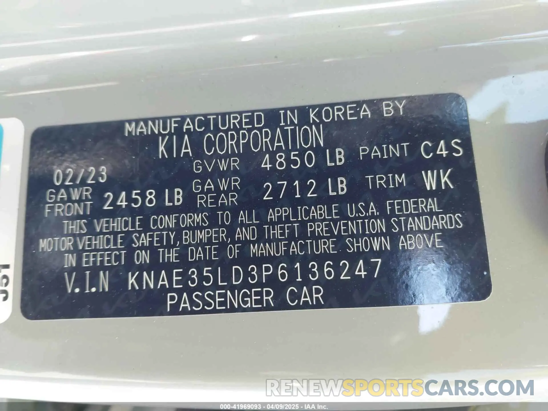9 Photograph of a damaged car KNAE35LD3P6136247 KIA STINGER 2023