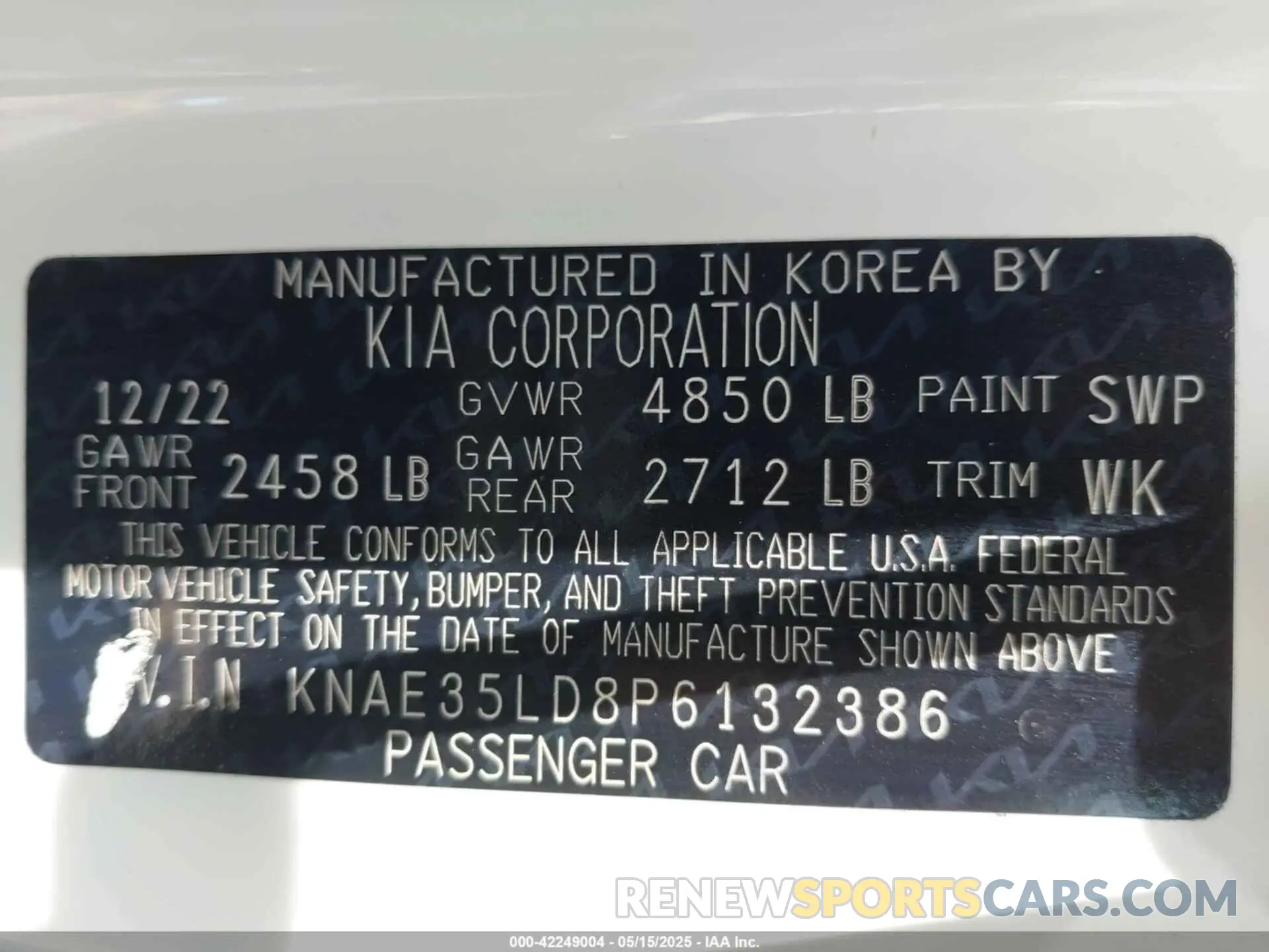 9 Фотография поврежденного автомобиля KNAE35LD8P6132386 KIA STINGER 2023