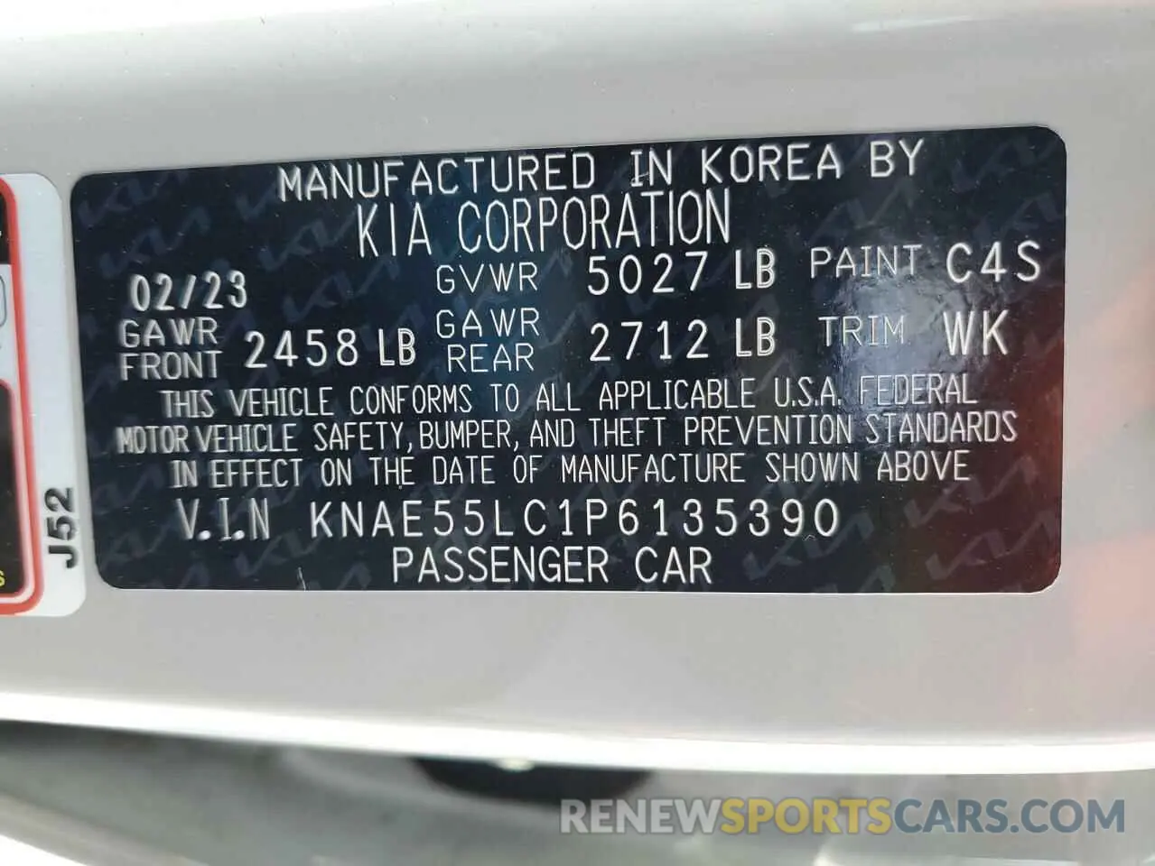 12 Фотография поврежденного автомобиля KNAE55LC1P6135390 KIA STINGER 2023