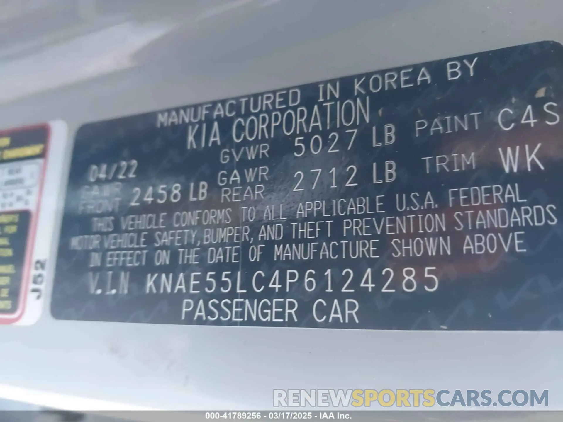 9 Photograph of a damaged car KNAE55LC4P6124285 KIA STINGER 2023
