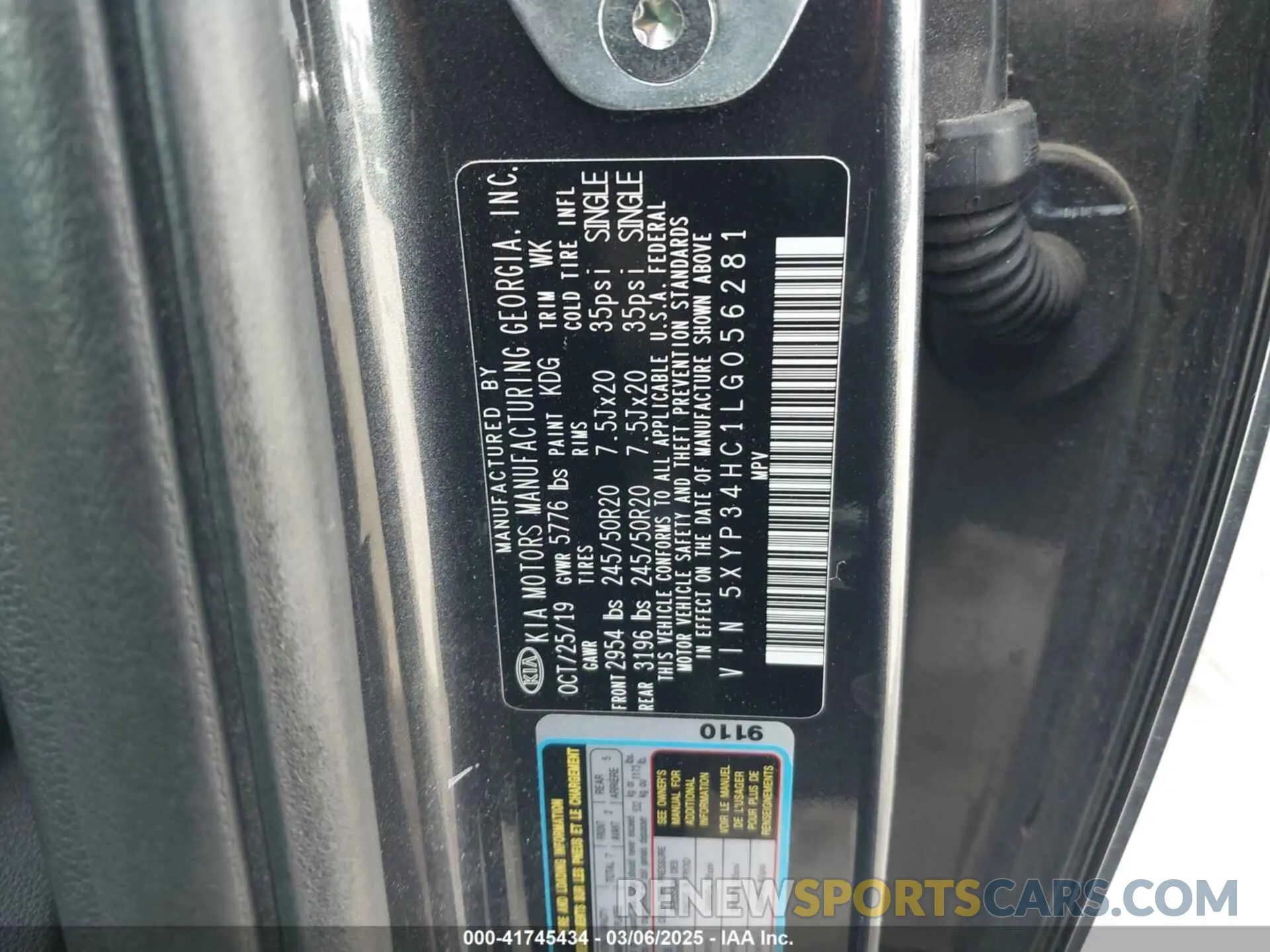 9 Фотография поврежденного автомобиля 5XYP34HC1LG056281 KIA TELLURIDE 2020