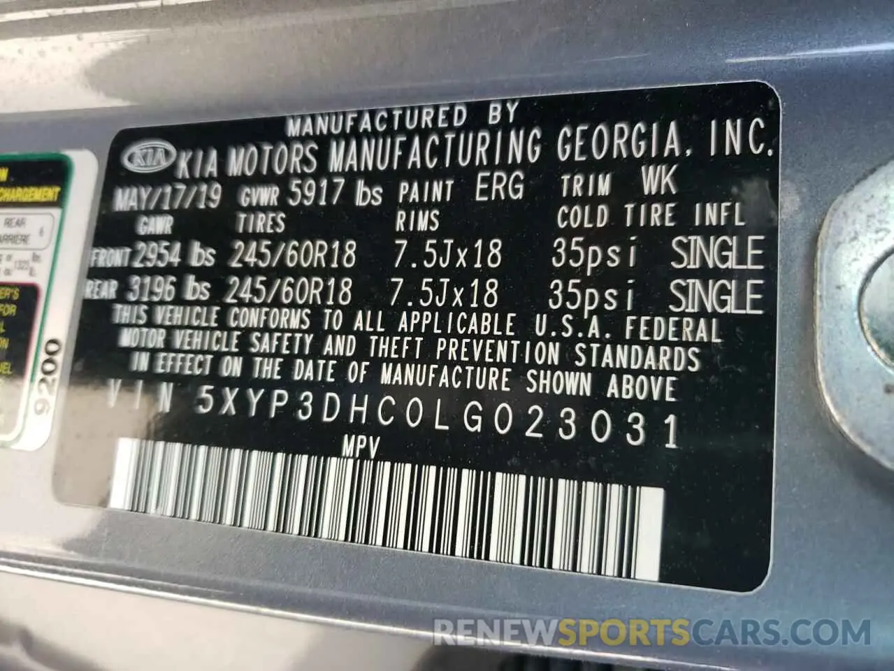 13 Photograph of a damaged car 5XYP3DHC0LG023031 KIA TELLURIDE 2020