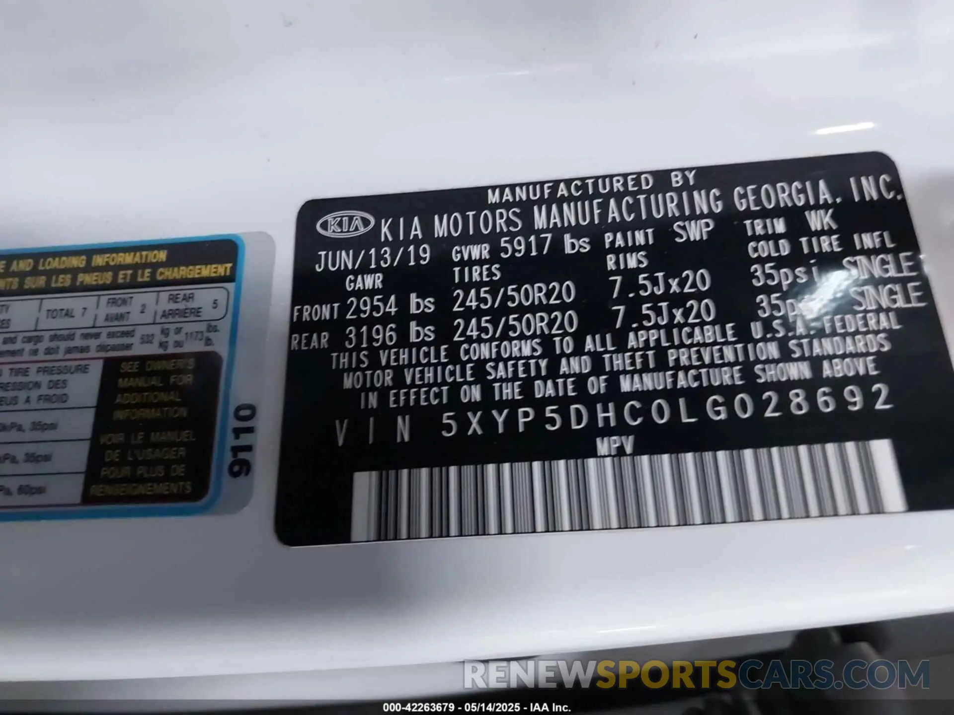 9 Photograph of a damaged car 5XYP5DHC0LG028692 KIA TELLURIDE 2020