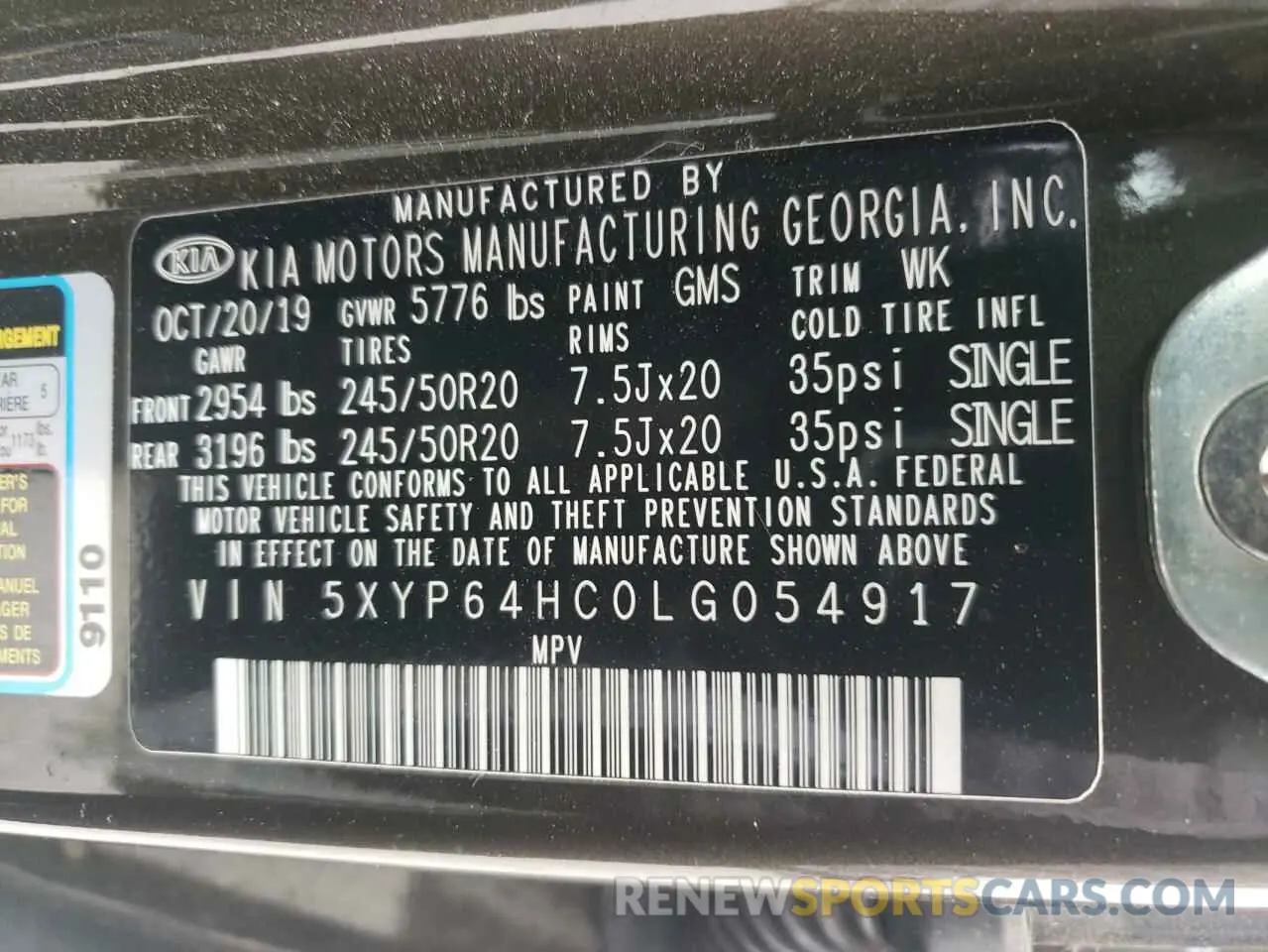 13 Photograph of a damaged car 5XYP64HC0LG054917 KIA TELLURIDE 2020