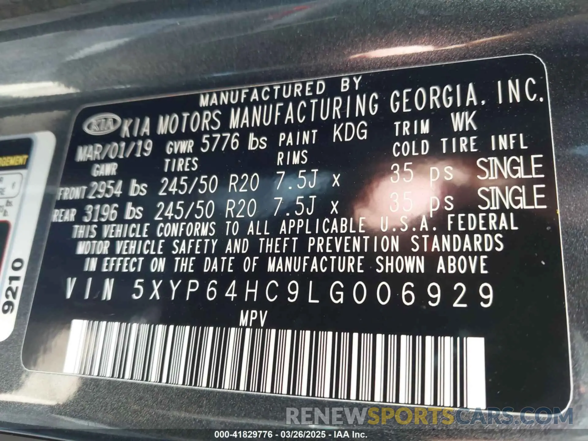 9 Photograph of a damaged car 5XYP64HC9LG006929 KIA TELLURIDE 2020