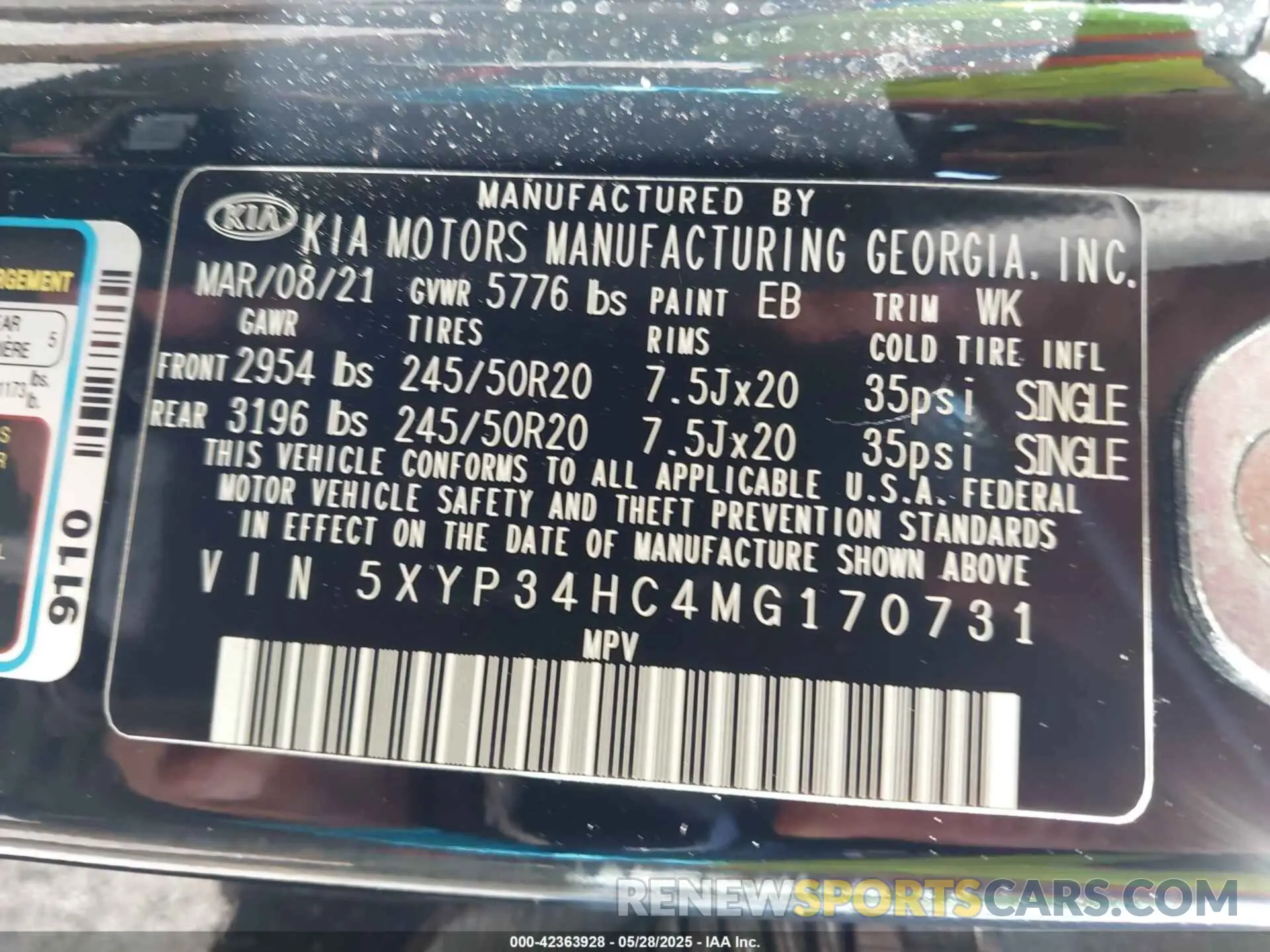 9 Photograph of a damaged car 5XYP34HC4MG170731 KIA TELLURIDE 2021
