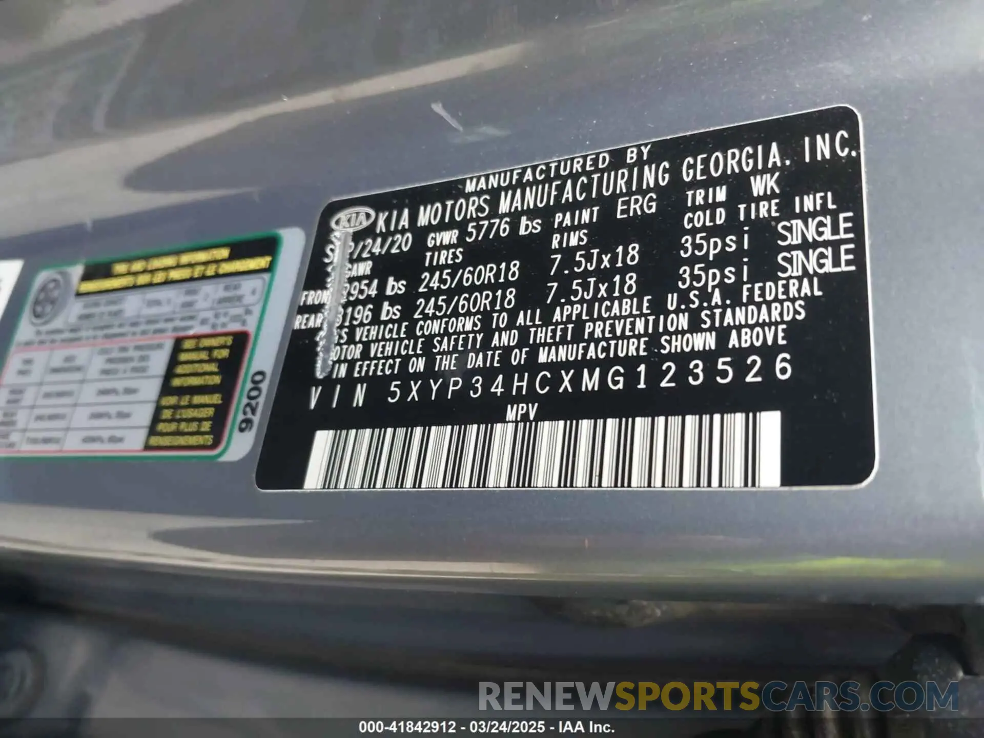 9 Photograph of a damaged car 5XYP34HCXMG123526 KIA TELLURIDE 2021