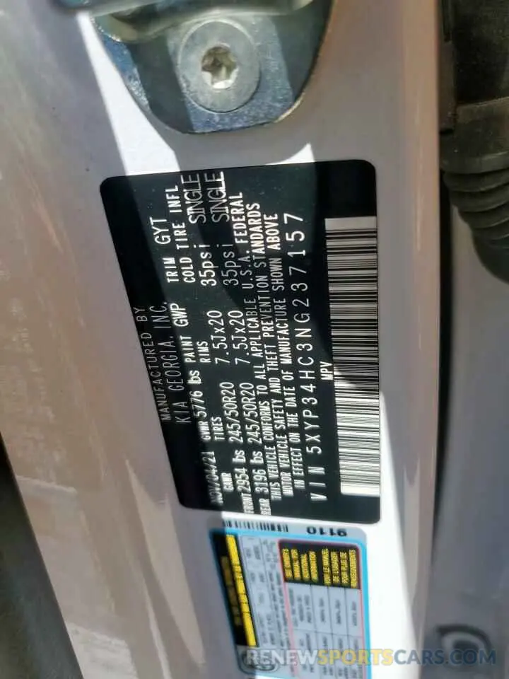 13 Photograph of a damaged car 5XYP34HC3NG237157 KIA TELLURIDE 2022